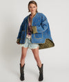 Denim quilted jacket with rhinestones