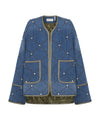 Denim quilted jacket with rhinestones