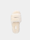 Faux fur platform sliders