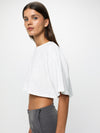 Cropped λινό t-shirt