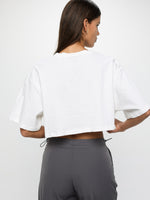 Cropped λινό t-shirt