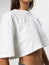 Cropped λινό t-shirt