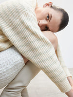 Striped half-zip turtleneck sweater