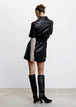 Mini dress with leather effect